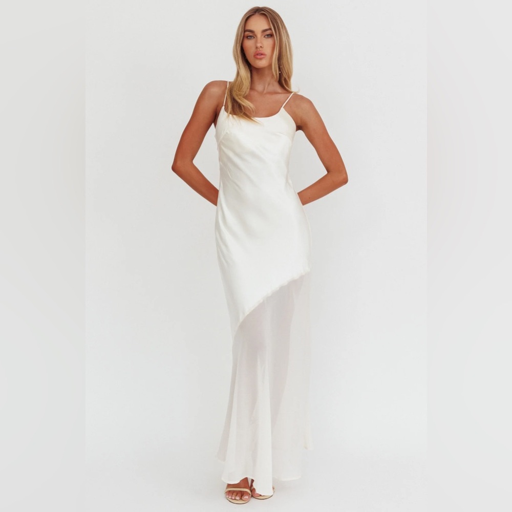 Gilded Dream Chiffon Hem Maxi Dress
